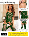 Sly Fashion Women Fishnet Bodystocking Attached Stockings Sexy Lingerie Crotchless Bodysuit One Piece Babydoll One Size