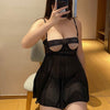 Plus Size Negligee Babydoll Lingerie Set With Blindfold