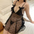 Plus Size Pearl Embellished Two Piece Babydoll Lace Mesh Lingerie Set